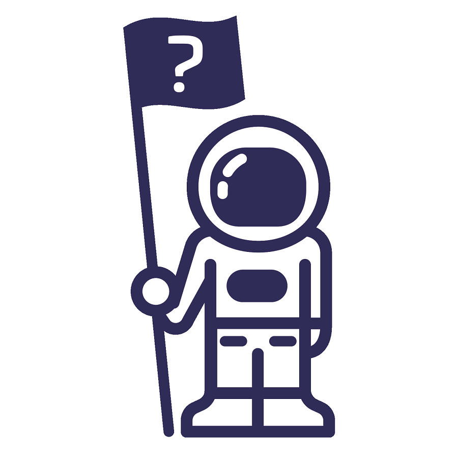 Astronaut mit Fragezeichen-Fahne