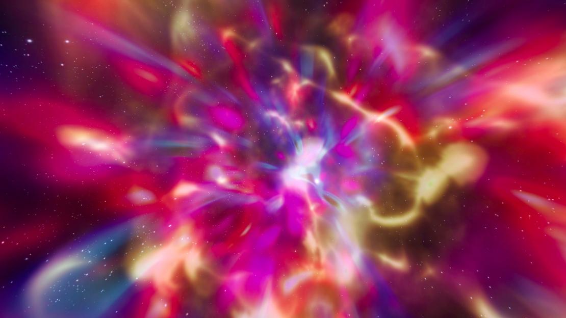 In einem massereichen Stern durch Kernfusion entstandene Elemente werden bei seinem Tod explosionsartig ins All gestoßen. © Clark Planetarium Salt Lake City