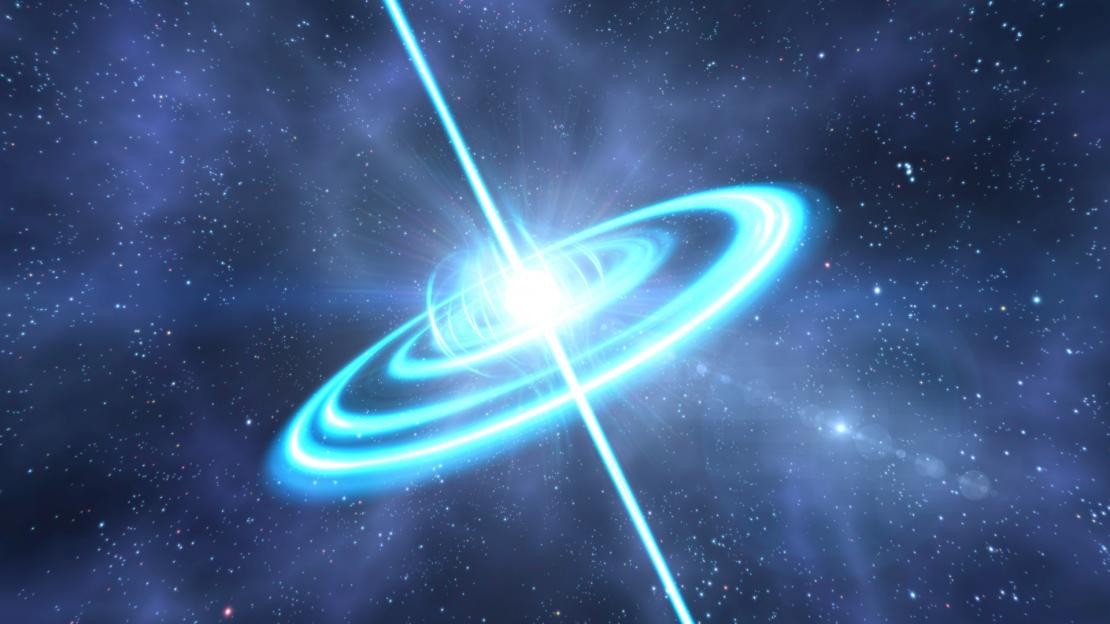 Übrig bleibt ein schnell rotierender Neutronenstern, ein sogenannter Pulsar. © Clark Planetarium Salt Lake City