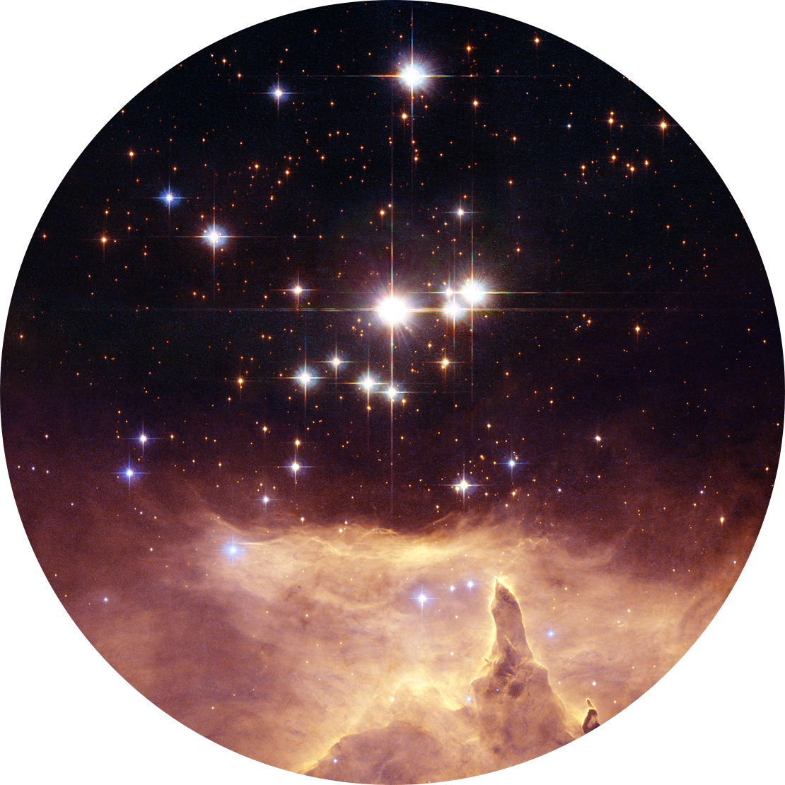 Bild von sehr hellen Sternen © NASA, ESA und Jesús Apellániz (IAA, Spain)