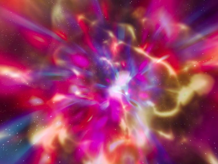 In einem massereichen Stern durch Kernfusion entstandene Elemente werden bei seinem Tod explosionsartig ins All gestoßen. © Clark Planetarium Salt Lake City