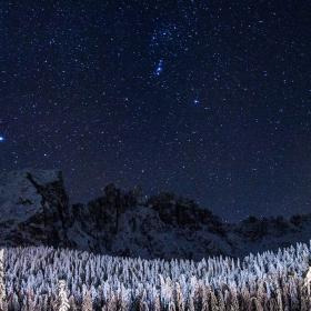 Winterlandschaft mit klarem Sternenhimmel. © Gemeinfrei